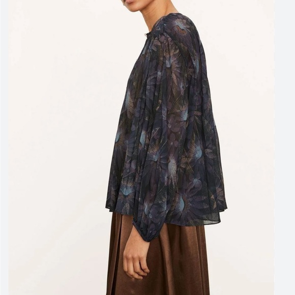 VINCE DECO FLORAL PLEATED BLOUSE - Picture 5 of 17